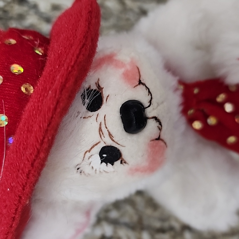 Annalee 2004 Valentine Sweatheart Teddy Bear Red Hat Tie 7" - Picture 2 of 8